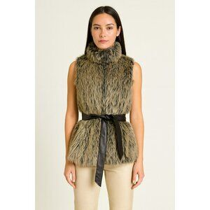 Vintage Y2K Last Kiss Faux Chinchilla Tie Waist Vest